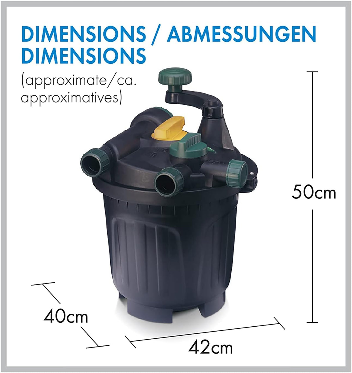 Aqua Garden Vijverfilter, geen schuim, mechanische en biologische filtermaterialen, onderhoudsvriendelijke filter, uv-zuiveraar, schoon helder water, voor vijvers tot 13000 liter, zwart, 8825