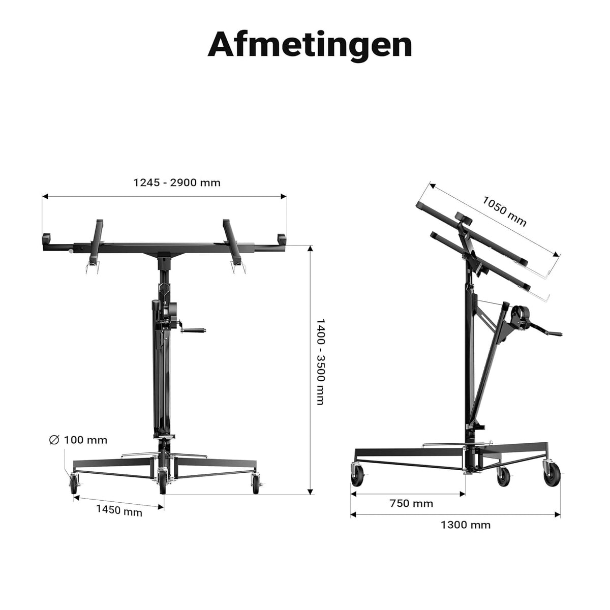Platenlift XXL voor gipsplaten - 1-persoons-bediening - max. 68 kg