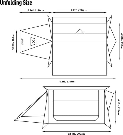 POMOLY Camping Hot Tent Bushcraft Tent, STOVEHUT 70 3.0 Shelter met 4 palen voor 1-2 personen wandelen, backpacken