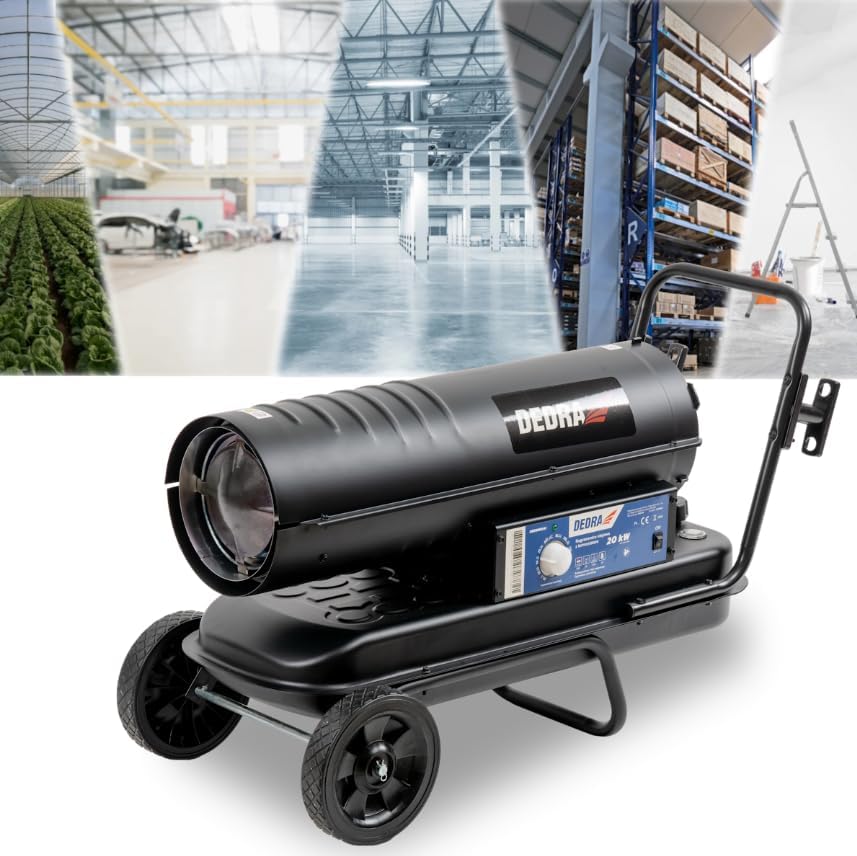 Olieverwarmingstoestel – Oliekachel – Dieselverwarmer – Werkplaatsverwarmer – Mobiele Heater – 20 kW Vermogen – Geïntegreerde Thermostaat en Wielen