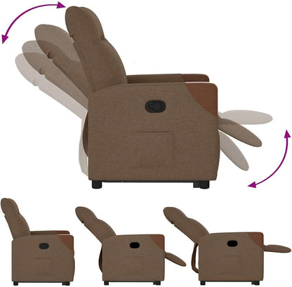 Relaxstoel – Relaxfauteuil – TV Stoel – Ligstoel – Sta-Op Stoel – Elektrische Sta-Op Hulp – Verstelbare Rugleuning en Voetensteun – Bruine Stof