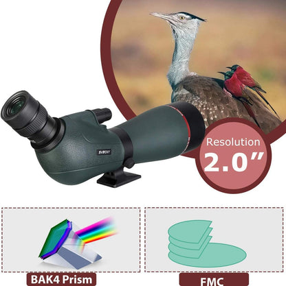 Svbony SV406P ED Spotlights, 20-60 x 80mm 1.25" Zoom Spotlights with Dual Focus FMC BAK4, Spotting Scope for Bird Watching in the Wild Casual Astronomy Photography - QUORE