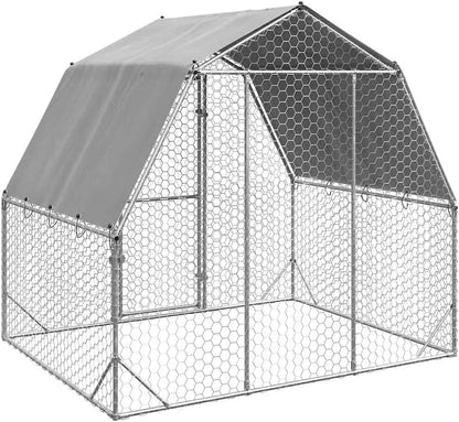 vidaXL Chicken coop with roof 2.5x2.0x2.25m galvanized steel, walk-in chicken coop, walk-in chicken coop, walk-in chicken coop, metal chicken coop - QUORE