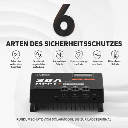 LiTime MPPT Auto DC Input Solar Charging Controller met Bluetooth-adapter (24V30A MPPT Bluetooth)