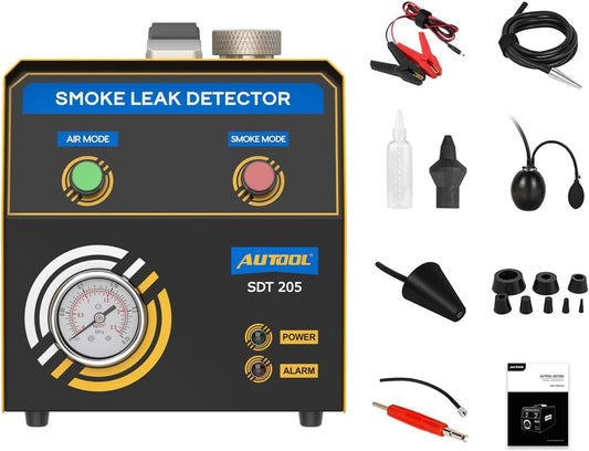 AUTOOL SDT205 Auto Rookmachine Lekdetector met Dual Modes, EVAP Systeem Brandstofleiding Lekkage Tester/Locator Diagnostisch Hulpmiddel voor Alle 12V Voertuigen, Evap-rookmachine met adapter