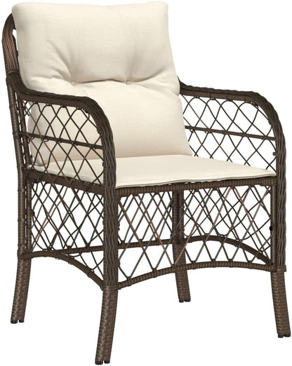 Tuinstoelen – Tuinzetels – Loungestoelen – Campingstoelen – Terrasstoelen – Poly Rattan – Weerbestendig Met Dikke Kussens – Afneembare Wasbare Kussenhoezen – Bruin – Set Van 2