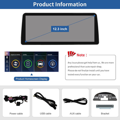 12,3 Inch Auto Radio Touchscreen – Multimedia Scherm – Navigatiesysteem – Autoradio Display – In-Car Monitor – Draadloze CarPlay & Android Auto – Hoge Resolutie 1920x720 Pixels