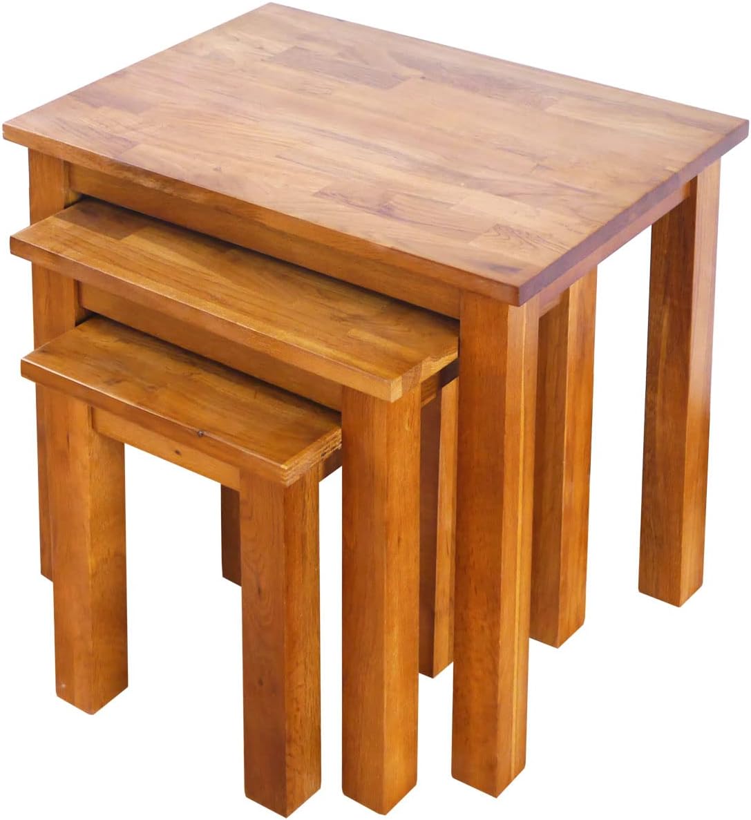 Nest of Tables OAK Solid Nesting 3 Tables Coffee Table Small Wooden Side/End/Lamp/Nesting Tables for Living Room