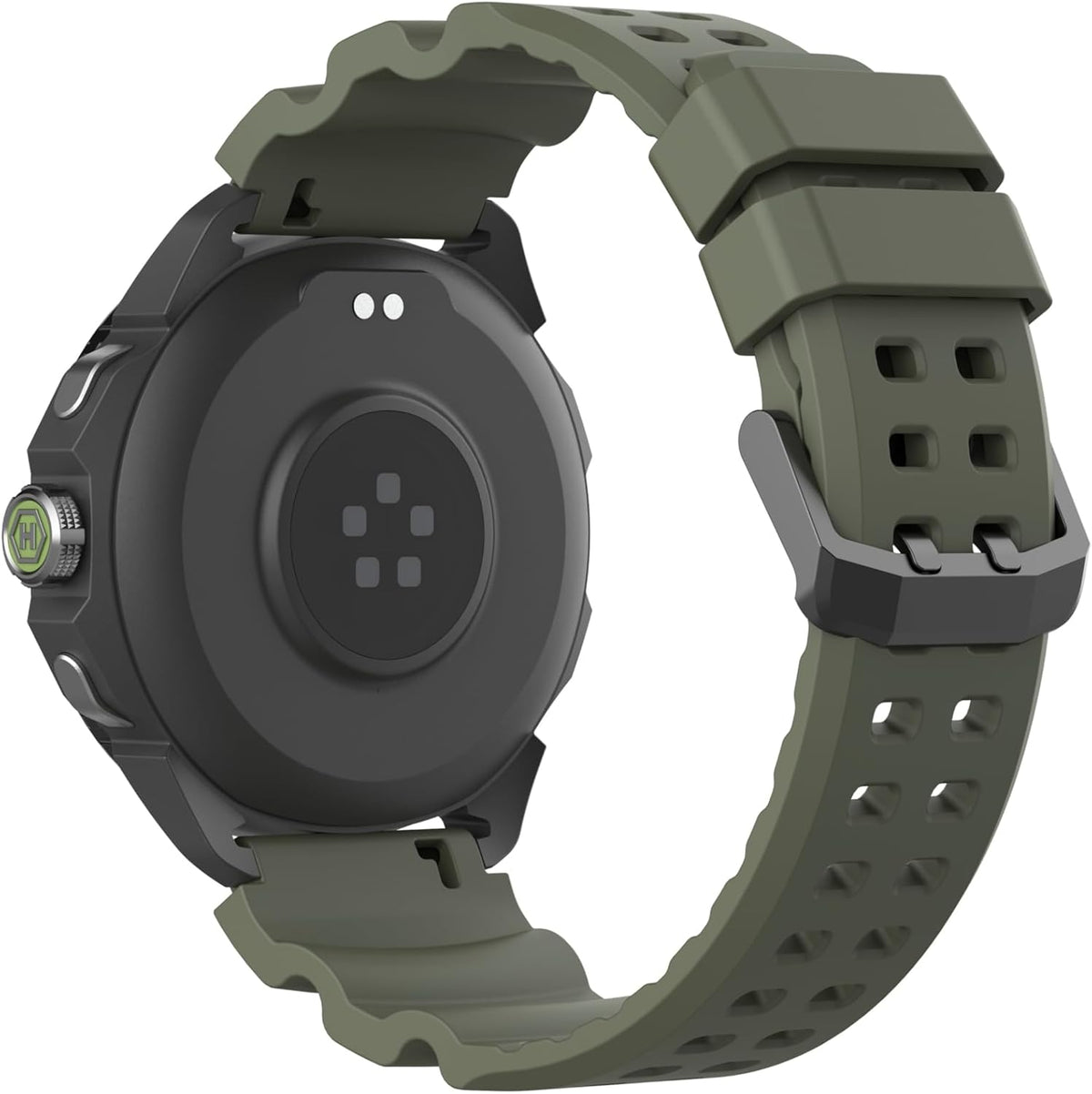 Hammer Watch 2 Military Edition, GPS, AMOLED Gorilla-glas 1,5 inch, grote 530 mAh batterij, tot 15 dagen gebruik met één lading, 5 ATM-weerstand, SOS-knop, LED-zaklamp, groen, 1.5 zoll, Tactisch