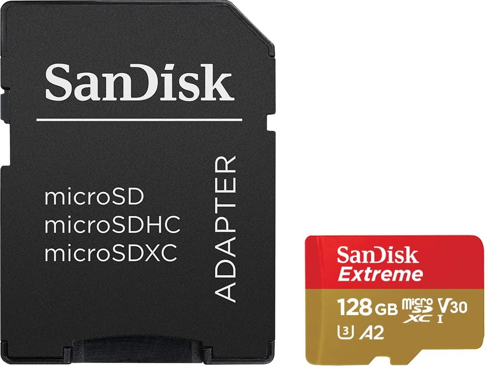Actie Camera WOLFANG GA420 4K 60FPS 24MP WiFi onderwatercamera, 2x1350mAh batterijen & SanDisk Extreme MicroSDXC UHS-I 128 GB Met SD Adapter (1 Jaar RescuePRO Deluxe, 30 Jaar Garantie) Rood/Goud