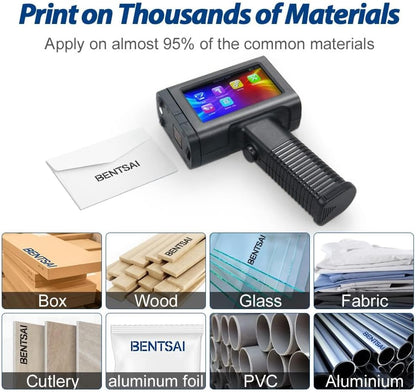 BENTSAI BT-HH6105B2 Draagbare labelprinter voor het afdrukken van QR-barcode, productiedatum, serienummer logo en serienummer op zakken van karton, hout, glas, kunststof (blauw)