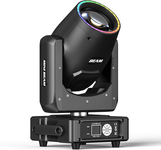 Mini 230W 7R Beam Moving Head podiumlicht met RGB lichtring 13 kleuren 14 patronen party verlichting koplamp voor disco club live show bar bruiloft Kerstmis podiumtechniek