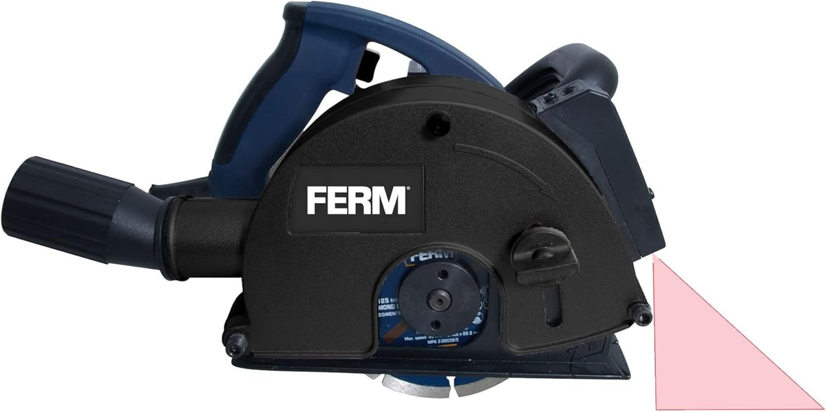 Ferm Muurfrees 1700W - 2 Diamantschijven 125mm - Lasergeleiding - Stofafzuigadapter - Koffer, meerkleurig