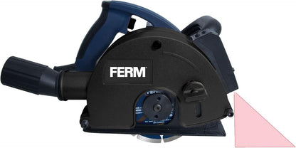 Ferm Muurfrees 1700W - 2 Diamantschijven 125mm - Lasergeleiding - Stofafzuigadapter - Koffer, meerkleurig