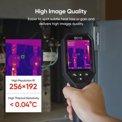 HIKMICRO B01S warmtebeeldcamera 256 x 192 IR-resolutie, warmtebeeldcamera met WiFi, 3,2” 640 × 480 resolutie LCD-scherm, 25Hz Refresh Rate, handheld 49.152 pixels infraroodcamera
