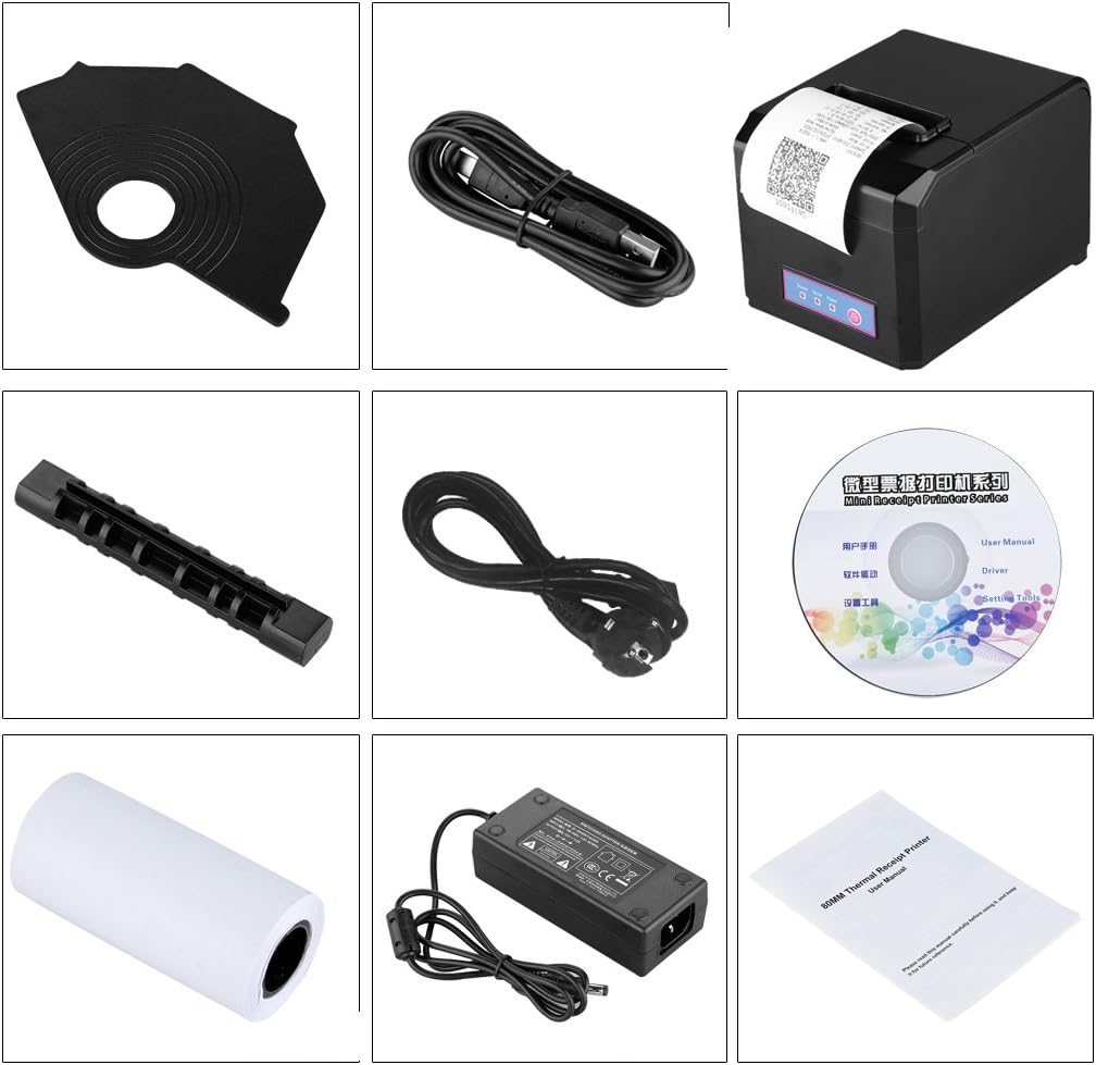 Thermische bonprinter – Kassabonprinter, bonprinter, ticketprinter, thermoprinter – Zwart – 300 mm/s printsnelheid – Automatisch snijmes