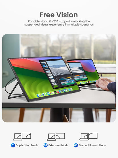 EVICIV Portable Monitor 24.5 inch 2K 165Hz Mobile Display with 2560 * 1440 1500:1 IPS Screen Mini HDMI USB C for PC Laptop Smartphone Xbo Switch, Second Monitor VESA compatible - QUORE