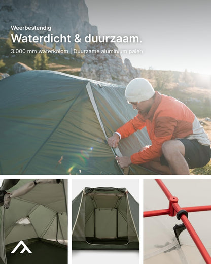 qeedo Light Birch M trekking tent, 3 persoons, kleine verpakkingsmaat (53 x 18 cm), licht (3,48 kg)