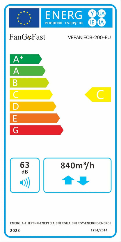 FanGoFast Rookafzuiging, buisventilator, 200 mm, inline-kanaalventilator, afvoerventilator, 230 V, stil, met IEC-stopcontact, EU-stekker + 1,5 m EU-netsnoer voor badkamer, kantoor, groeiruimtes