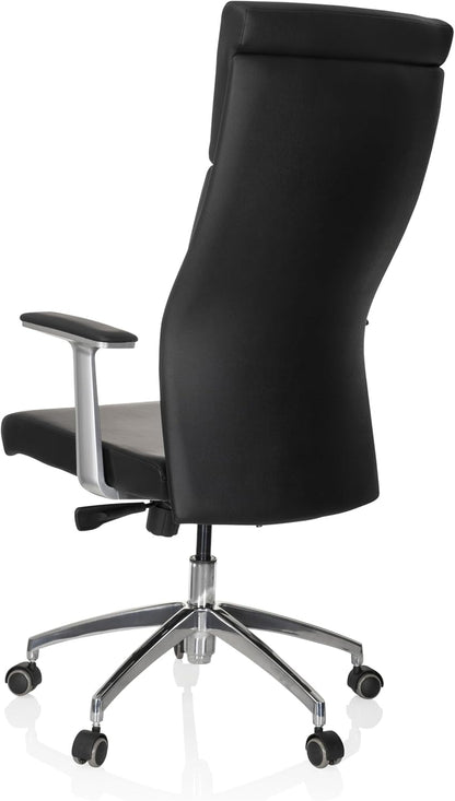 hjh OFFICE 600400 directiestoel MONZA 20 leder zwart bureaustoel bureaustoel bekleed hoge rugleuning
