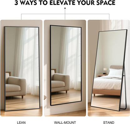 Full-Body Spiegel – Staande Spiegel – Wandspiegel – Grote Spiegel – Zwarte Spiegel – Extra Groot 180x76 cm – Robuust Aluminium Frame