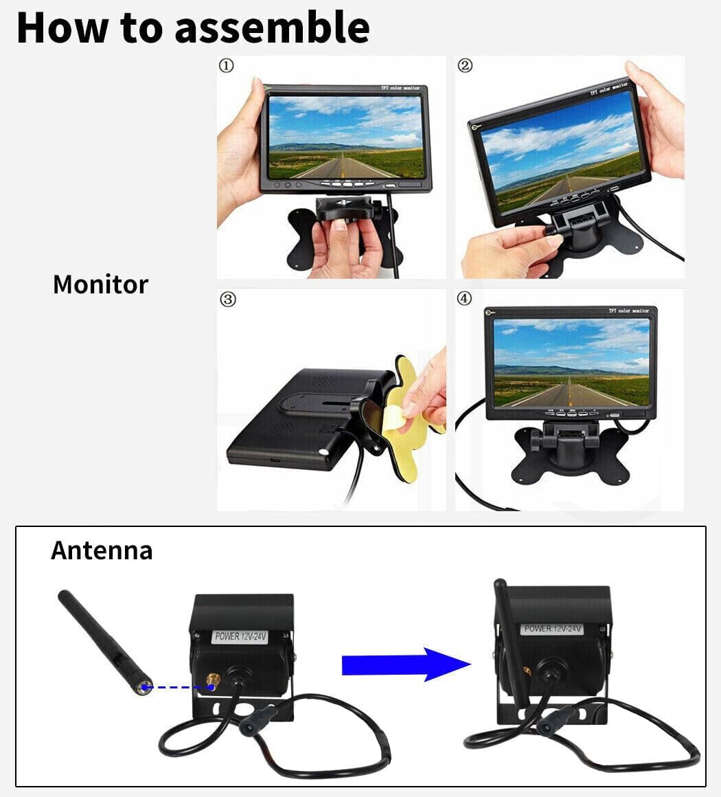 Digitaal draadloos achteruitrijcamerasysteem, 7 inch AHD Split Screen Monitor met IP69 waterdichte achteruitrijcamera IR nachtzicht dubbele achteruitrijcamera voor vrachtwagen/aanhangwagen/camper