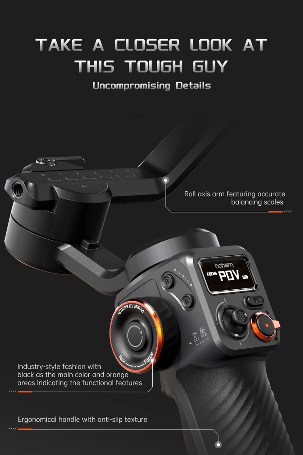 hohem iSteady M6 Gimbal Stabilizer voor Smartphone, 3-assige mobiele telefoon Gimbal Ingebouwde OLED-display 400g Payload Reverse Charging Android en iPhone Stabilizer met Inception Motion Timelapse