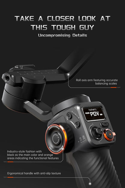 hohem iSteady M6 Gimbal Stabilizer voor Smartphone, 3-assige mobiele telefoon Gimbal Ingebouwde OLED-display 400g Payload Reverse Charging Android en iPhone Stabilizer met Inception Motion Timelapse