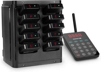 Retekess TD177 Call System Restaurant, Pager System, Outdoor 500M, Automatic Coupling, IP67 Waterproof, Group Call Function, 10 Pagers for Restaurant, Food Truck, Bar - QUORE