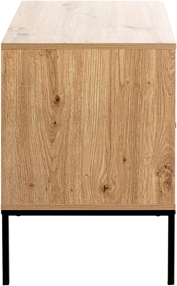 HAKU Console eiken, zwart, MDF, metaal - Maat: B 55 cm x H 60 cm x D 42 cm, Stijl: Modern