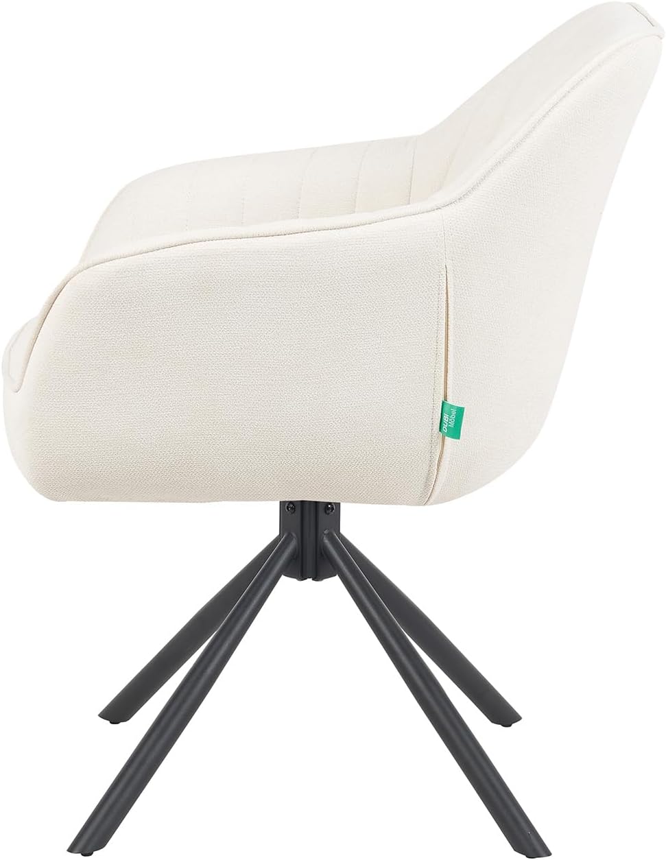 DUBI Möbel Dining Room Chairs Set of 2, 360° Swivel with Pocket Spring, High Seat Comfort, Load Capacity up to 150 kg, Fabric Cream, Robust Metal Cross Frame, Modern Design, Mika-Maya - QUORE