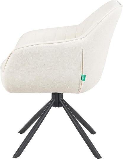 DUBI Möbel Dining Room Chairs Set of 2, 360° Swivel with Pocket Spring, High Seat Comfort, Load Capacity up to 150 kg, Fabric Cream, Robust Metal Cross Frame, Modern Design, Mika-Maya - QUORE