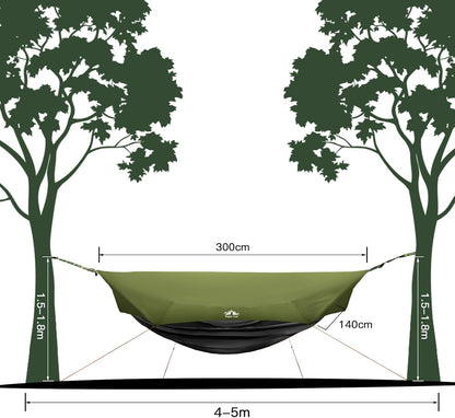 Night Cat Hammock with Mosquito Net: Design One Piece Hammock with Tarp Lightweight Portable for 1 Person Camping Hiking Green