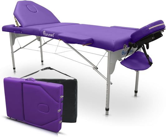 Behandeltafel Violet – Massagetafel, Massagebank, Behandelbank, Opvouwbare Massagetafel – Aluminium Frame – Verstelbare Rugleuning