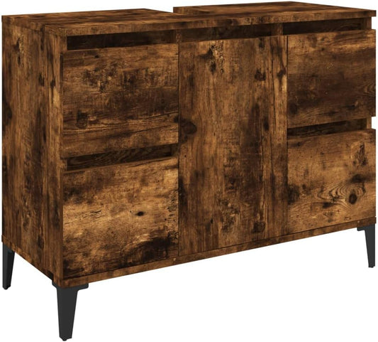 vidaXL Washbasin cabinet 80x33x60 cm wood smoked oak