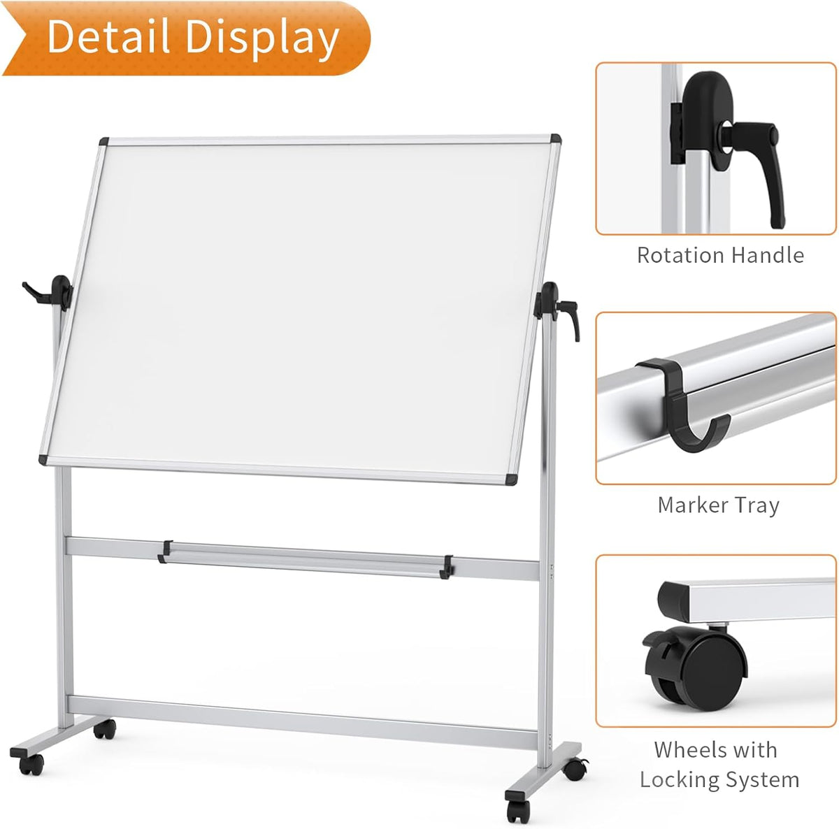 Viz-Pro, mobiel whiteboard, draaibaar, magnetisch, 1200 x 900 mm