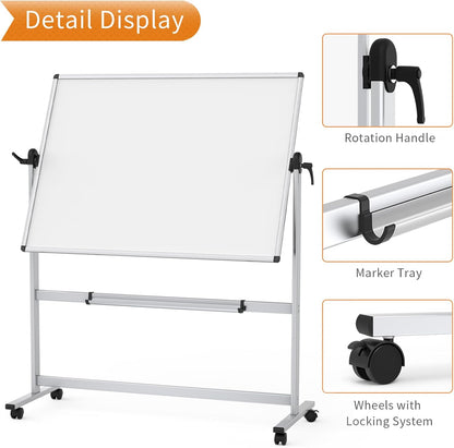 Viz-Pro, mobiel whiteboard, draaibaar, magnetisch, 1200 x 900 mm