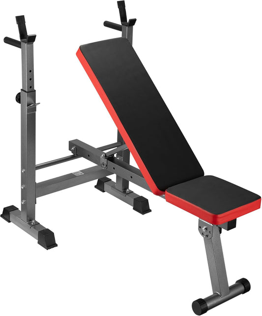 LUXTRI Folding Weight Bench up to 230 kg Training Bench with Dumbbell Holder, 2-in-1 Lounger Fitness Bench