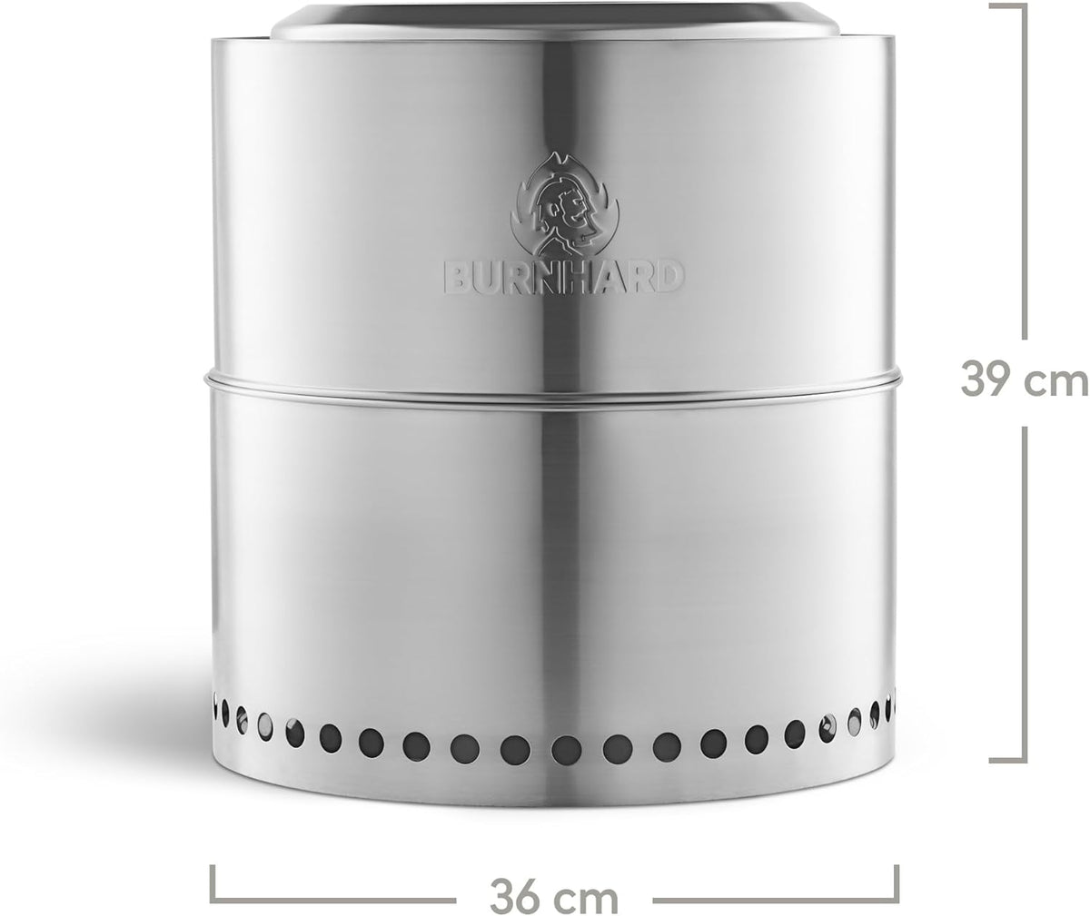 Vuurschaal roestvrij staal BURNHARD® rookarm, secundaire verbranding, steeksysteem, uitneembare aslade, draagtas – Sfeervol vuur