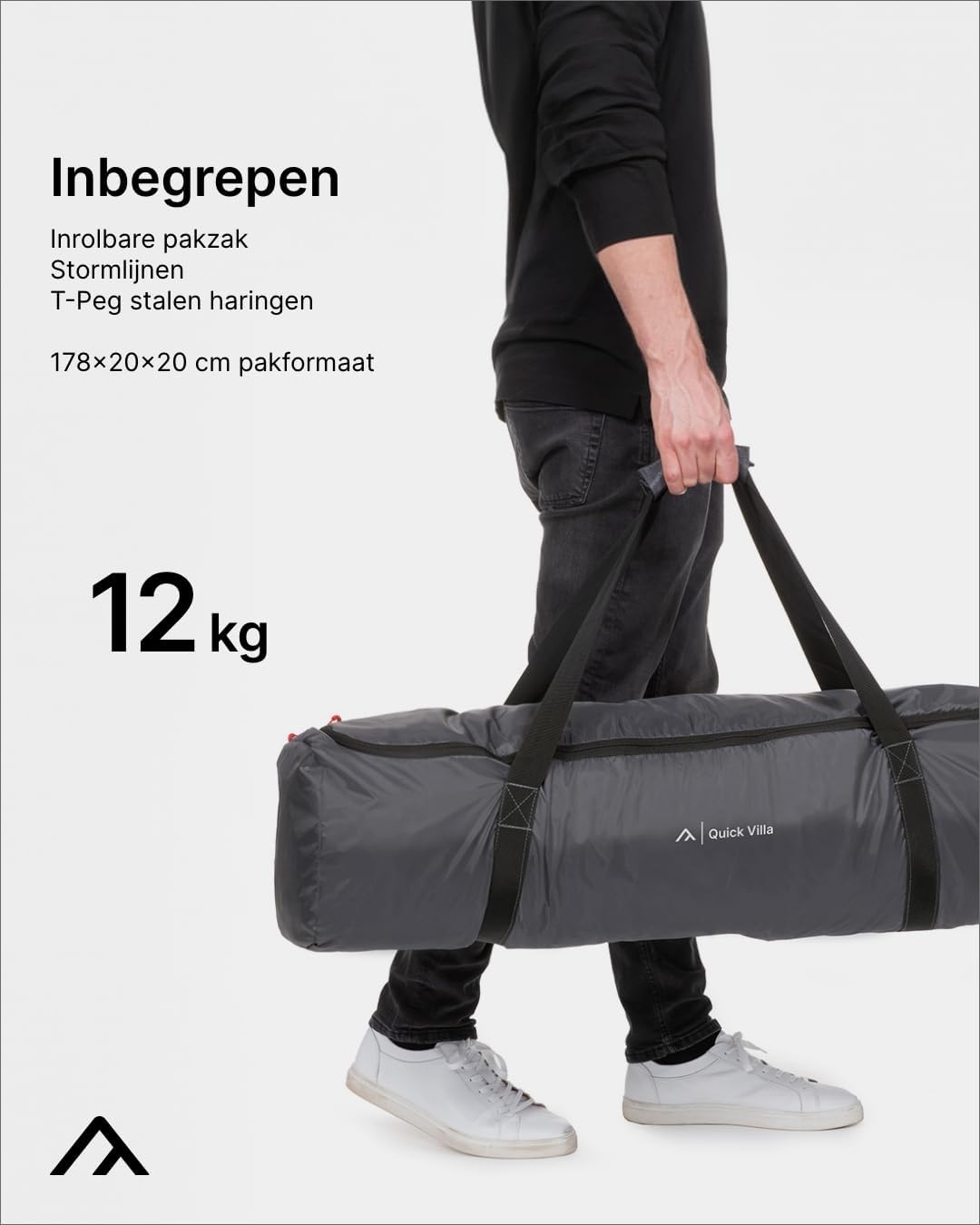 Qeedo Quick Villa familietent, paraplutent (4 of 5 personen) met Quick-Up-System – grijs