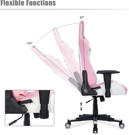 IntimaTe WM Heart D1001001B21 Gamingstoel, ergonomische racestoel, verstelbare pc-gamingstoel met hoge rugleuning met armen en rugsteun, liggende bureaustoelen (roze),50 * 55 * 131 cm