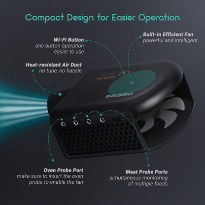 INKBIRD Wi-Fi Bluetooth BBQ Temperatuurregelaar,Smoker Thermometer met 4 sondes,Compatibel met Big Green Egg,Kamado Joe, Primo,Vision Grill, Akorn Kamado