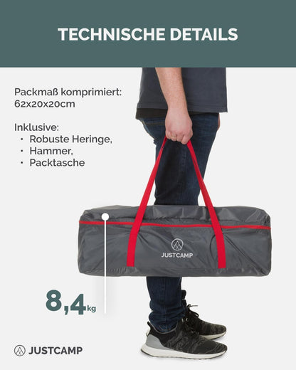 Justcamp Bell Tipi Tent Camping voor groepen, families, Pyramid tent kamperen (6, 8, 10, 12 personen)