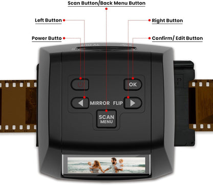 Digitale filmscanner – Diascanner – Negatieve scanner – Film- en diascanner – 2,4 Inch Lcd-Display – Scant 35 Mm, 126, 110, Super 8 En 8 Mm Naar Jpeg Zonder Pc