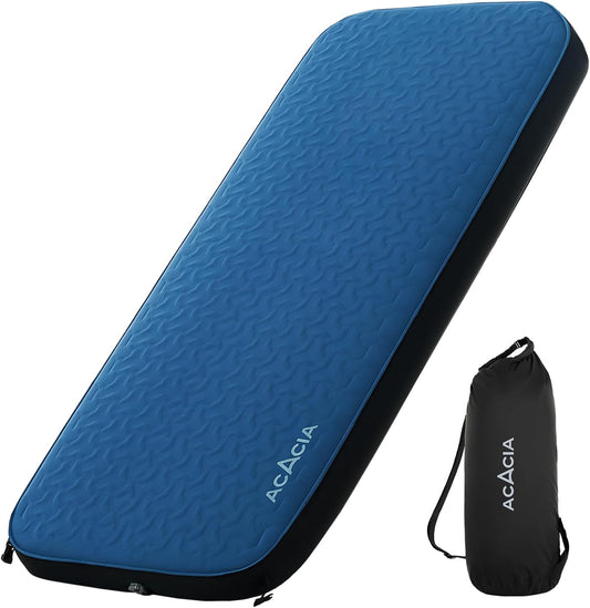 ACACIA 4.3" Thick Self Inflating Sleeping Pad with Foam | Innovative Y-Shaped Telescopic Structure | Ultraportable Camping Mattress | Outdoor Compact Air Mat for Tent Car | Single