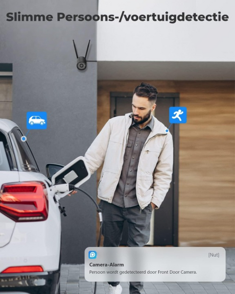 Beveiligingscamera - WiFi-beveiligingscamera - Camerabewaking - Draadloos - voor Buiten - 2.4-5GHz WiFi - CCTV - IP-camera - met Persoon - Voertuigdetectie - IP66 - Nachtvisie - met Bewegingsdetectie - Micro-SD Kaartsleuf - Timelapse - Zwart