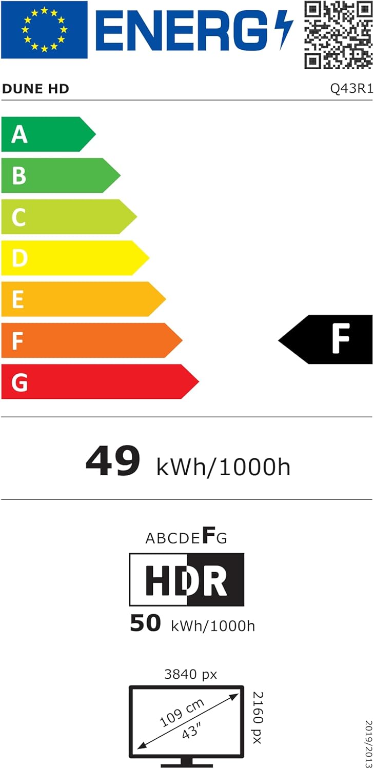 Dune HD Smart TV 55" (2026), QLED 4K UHD Quantum Dots, HDR10 HLG, Whale OS Android, 2+16, drievoudige tuner DVB-T/T2/S/S2/C + analoge tv, spraakassistent, AirPlay, Miracast (55, Inch)