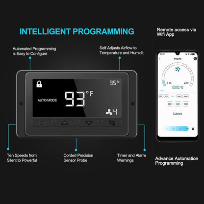300 mm intelligente eafvoerventilator Wifi App, buisventilator, afzuigkap voor verwarming, koeling, booster, groeitenten, hydroculturen, thuisgebruik