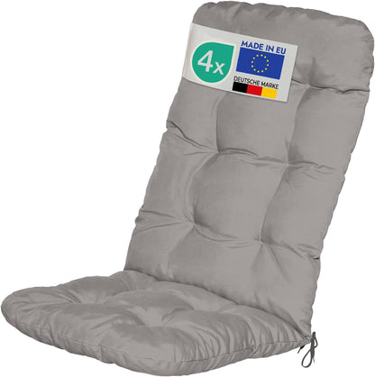 Beautissu Tuinkussen Set van 4 120x50x8cm Flair HL Zitkussen Hoge Rug Kussen Tuin Meubelen Kussen voor Tuinstoelen Rugkussen Lichtgrijs