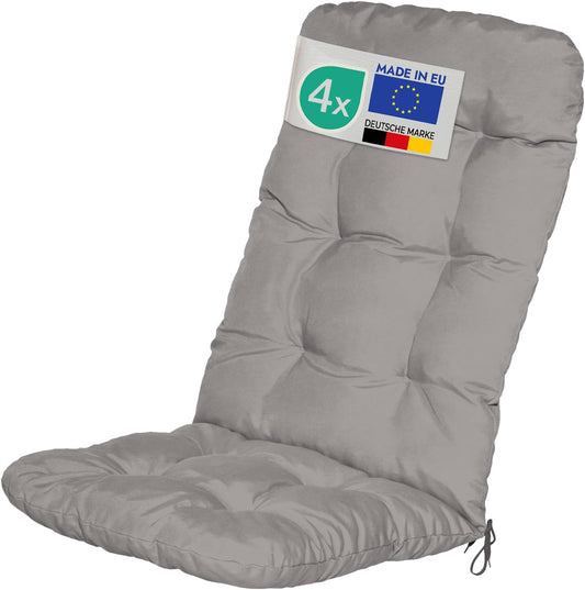 Beautissu Tuinkussen Set van 4 120x50x8cm Flair HL Zitkussen Hoge Rug Kussen Tuin Meubelen Kussen voor Tuinstoelen Rugkussen Lichtgrijs